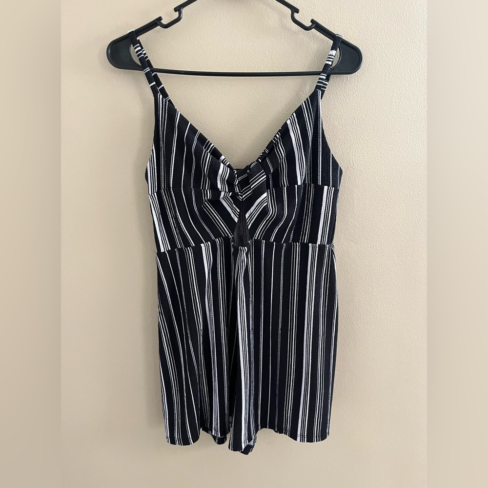 Black & White striped romper, Size Small